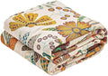 Boho Throw Blanket, 100% Cotton Ultra Soft Luxury Throw Rustic Quilt, 80"x90" Floral Printed Farmhouse Decor Bed Summer Blankets, All Season Rustic Reversible Bohemian Throw for Bed - White-Ruum Studio Home
