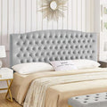 24KF Upholstered Tufted Button Velvet Headboard,Comfortable Fashional Headboard King/CA King Size,Gray-Ruum Studio Home