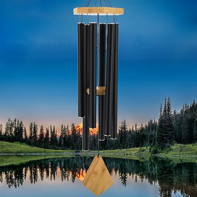 Wind Chimes Outdoor Large Deep Tone, 36 Inches Sympathy WindChimes Outdoor Memorial Windchime for Mom/Housewarming/Christmas, Black Wind Chime for Outside Garden, Patio, Home Decor-Ruum Studio Home