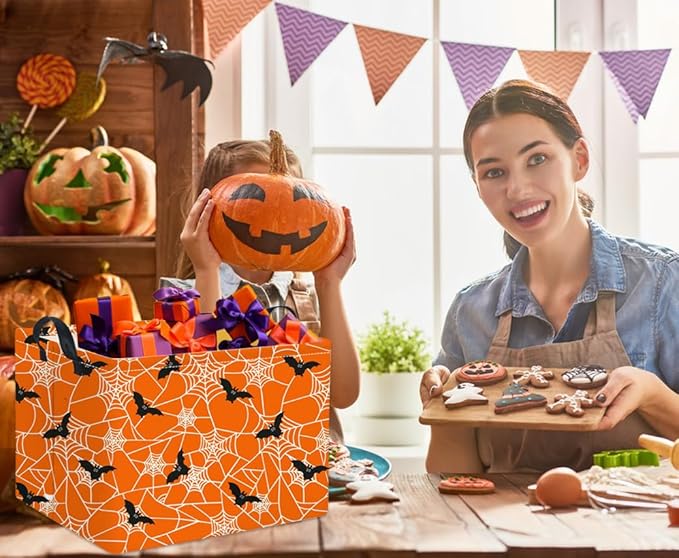 HIYAGON Rectangular Halloween Basket for Boys and Girls Kids Trick or Treat Pumpkin Basket for Halloween Parties Cute Storage Bin Organizer Box Room Decor(Bat spider web)-Ruum Studio Home