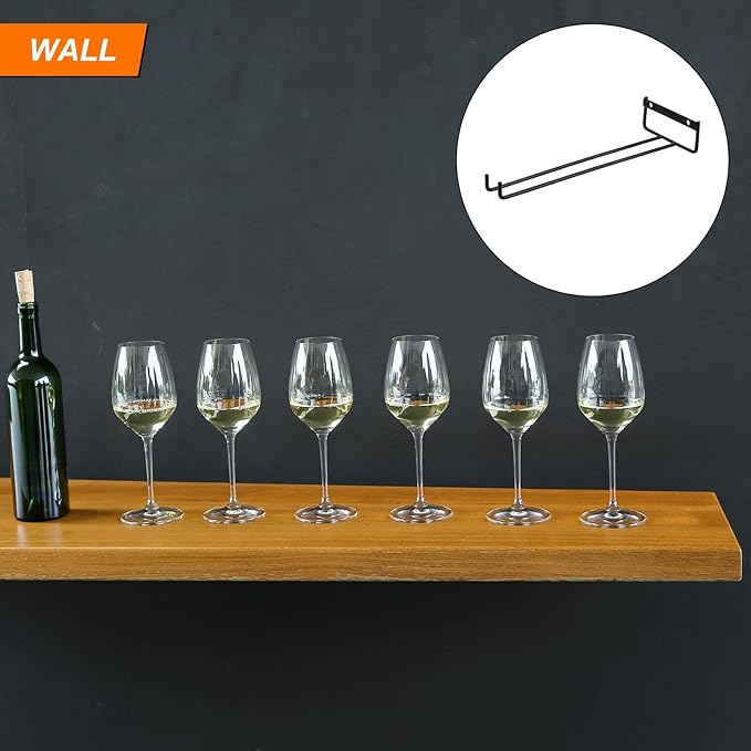Uxcell 5-Pack Black Iron Wine Glass Rack, 11.02" Hanging Stemware Holder, Under Cabinet & Wall Mountable, Perfect for Kitchens & Bars-Ruum Studio Home