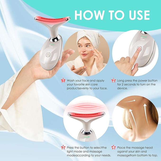 Facial Massager Red-Light-Therapy-for-Face and Neck, Face 𝖲 culpting Wand with 7 Color (Champagne)-Ruum Studio Home