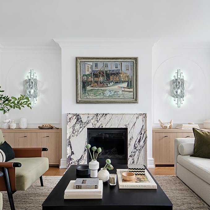 Modern Chrome Crystal Wall Sconce Light Fixtures, Wall Mount Lamps for Bedroom Living Room Bathroom Vanity Mirror-Ruum Studio Home