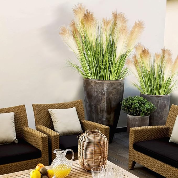 Melorca&Guilla Artificial Plants 4PCS 33.5“Fake Plant Tall Onion Fake Grass,Faux Grass Plants Artificial Grass Greenery Shrubs Bushes for Garden Shop Office Home Décor-Ruum Studio Home