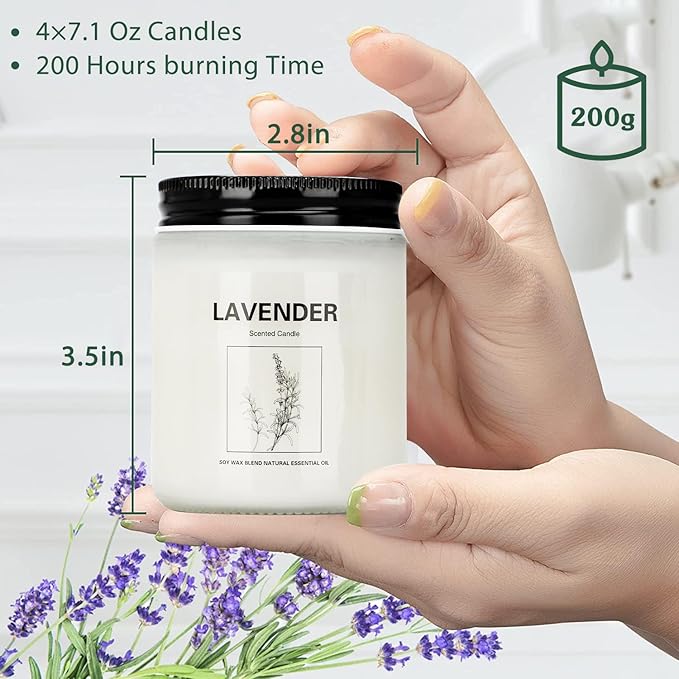 Scented Candles Sets, Candles for Home Scented,Made with Natural Soy Wax & Essential Oils, 35 Hour Burn Time,4 x 7.1 Oz Aromatherapy Candle Gifts for Christmas Birthday Women Mom Best Friends.-Ruum Studio Home