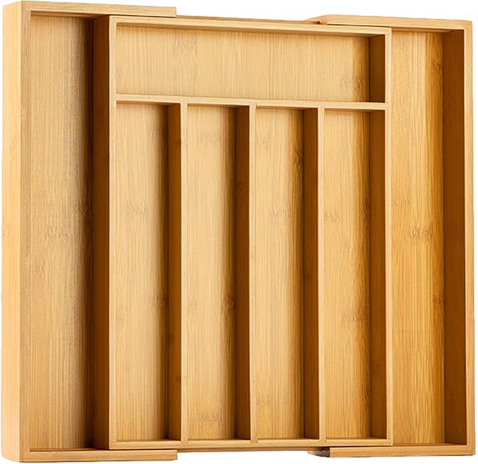 Bellsal Silverware Organizer Kitchen Drawer Organizer Expandable Bamboo Utensil Holder Cutlery Tray for Kitchen Utensil and Flatware Bedroom Office-Ruum Studio Home
