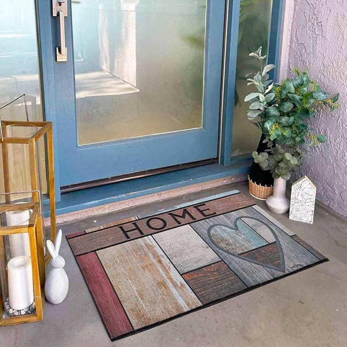 CHICHIC Welcome Door Mat 18x 30 Inch Front Doormat Outdoors for Home Entrance Outdoors Mat for Outside Entry Way Doormat Entry Rugs, Heavy Duty Non Slip Rubber Back Low Profile, Heart-Ruum Studio Home