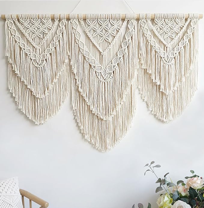 Achart Macrame Wall Hanging Large- Boho Wall Decor- large wall art- Wall Decor Living Room- Macrame Tapestry Boho Decor for Bedroom (Beige-H)-Ruum Studio Home