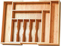 Umilife Extra Large Expandable Kitchen Siverware Utensils Drawer Organizer, 19" Deep for Big Drawer, Adjustable Bamboo Wood Drawer Divider with Curved Grooves, Cutlery Tray Flatware Holder-Ruum Studio Home