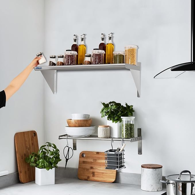 HARDURA Stainless Steel Shelf 18" x 36", 340lb Commercial Shelves Wall Mount Metal Shelving with Backsplash and Brackets for Kitchen, Restaurant, Laundry Room and Home-Ruum Studio Home