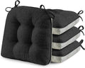 puredown® Chair Cushions for Dining Chairs, Tufted Memory Foam Chair Pads with Non-Slip Backing, Kitchen Seat Cushions with Ties, Washable Seat Pad Set of 4, 15.5" x 15.5" x 4", Black-Ruum Studio Home
