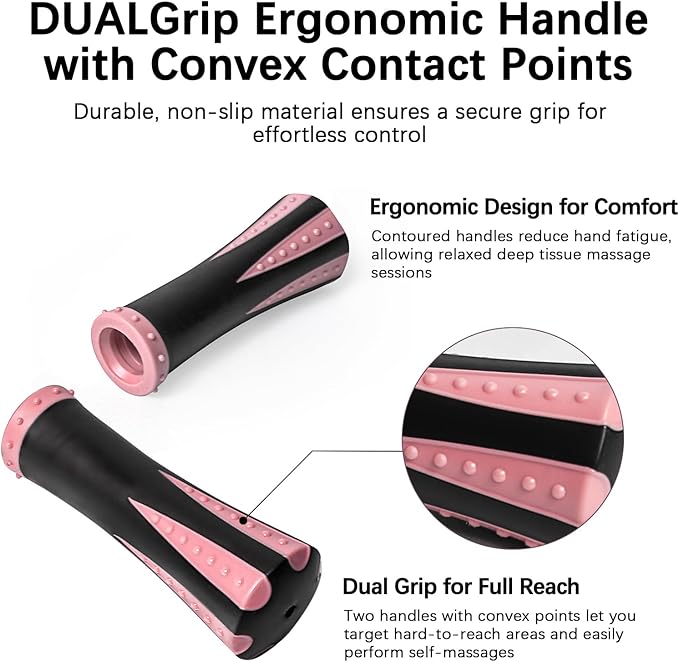 Muscle Roller Stick for Athletes - Deep Tissue Fascia Blaster & Roller Massager for Myofascial Pain Relief - Handheld Physical Therapy & Recovery Tool(Pink black-18 inch)-Ruum Studio Home