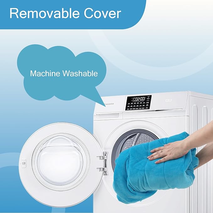 MeMoreCool Square Stuffed Pouf Ottoman Foot Rest, Floor Pouf Foot Stool with Foam Chunk Filling, Soft Stuffed Ottoman Footrest for Living Room, Blue-Ruum Studio Home