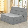 jela Foldable Sofa Bed Soft Foam Convertible Sleeper Chair Luxury Miss Fabric Fold Out Chair Bed Floor Couch with Back Support Floor Sofa for Living Room Bedroom (83"x33",Light Grey)-Ruum Studio Home