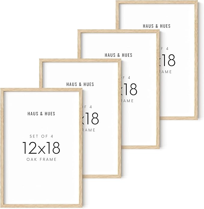 HAUS AND HUES 12x18 Picture Frames For Wall - Set Of 4 Poster Frames 12x18, Picture Frames 12x18, 12x18 Frames, Frames 12 X 18, Gallery Wall Frame Set, 12x18 Poster Frame (Beige Frame)-Ruum Studio Home