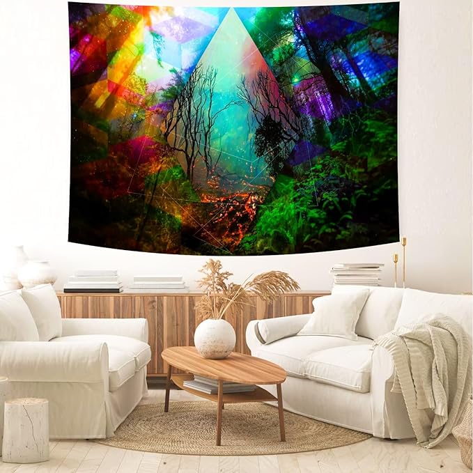 Delur Forest Tapestry Tree of Life Tropical Rainforest Tapestry Wall Hanging Colorful Nature Landscape Mystical Psychedelic Spiritual Headboard for Bedroom Living Room Home Decor (51.2" x 59.1")-Ruum Studio Home