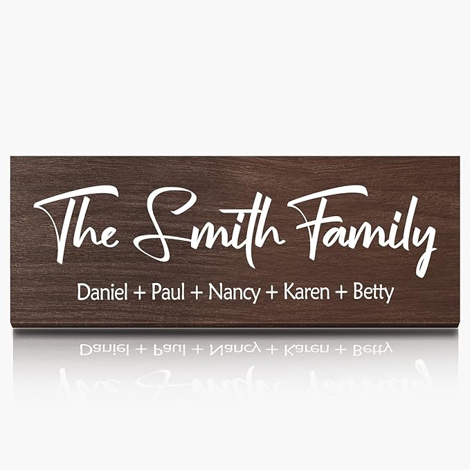 Personalized Family Name Wood Sign - Custom Last Name Plaque, New Family Established Sign, Wedding & Housewarming Gift, Rustic Home Wall Decor Plaque 16"x6"-Ruum Studio Home