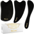 Gua Sha Scraping Massage Tool, Lymphatic Drainage Massager - Ultra Smooth Edge for Physical Therapy Tools - Reduce Muscle Pain, Massage Tendon, Myofascial Releaser Face Eye Body(Black)-Ruum Studio Home
