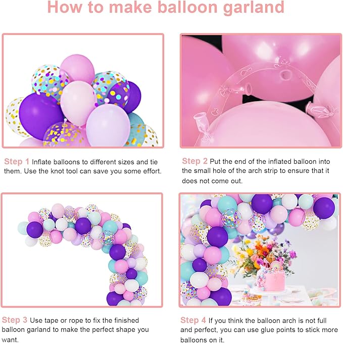 Amandir 134pcs Unicorn Balloons Arch Garland Kit, Unicorn Birthday Party Decorations for Girls Confetti Light Purple Aqua Blue Pink Balloons Set Wedding Baby Shower Party Supplies-Ruum Studio Home
