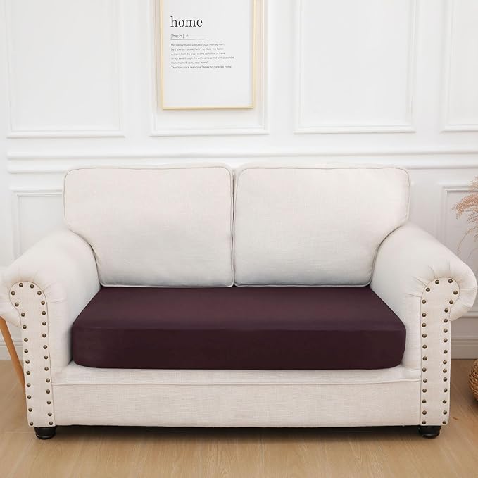 hyha Waterproof Couch Cushion Covers, Stretch Sofa Couch Seat Slipcover for Dog Washable, Non-Slip Waterproof Outdoor Cushion Covers for Patio Furniture Replacement (1 Piece for Medium, Chocolate)-Ruum Studio Home