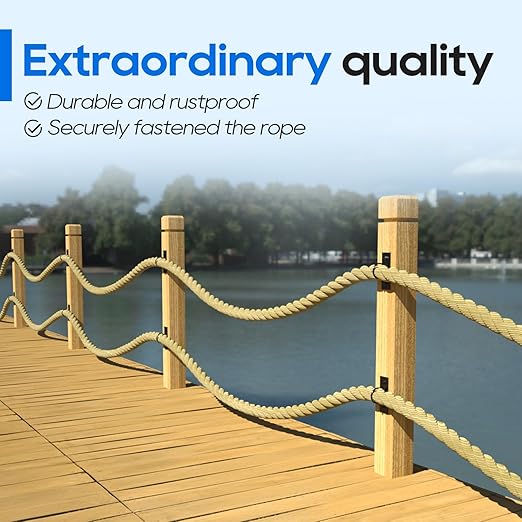 10Pack 2inch Rope Support Holder Drop Ring Brackets Stainless Steel Decorative for Hemp Rope Fencing Stair Deck Railing Ceiling Hook-Ruum Studio Home