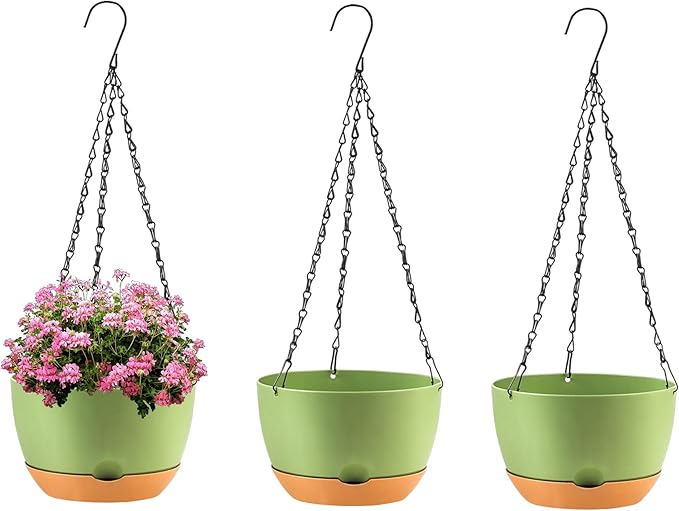 10 Inch Self Watering Hanging Pots, 3 Pack Hanging Planters-Ruum Studio Home