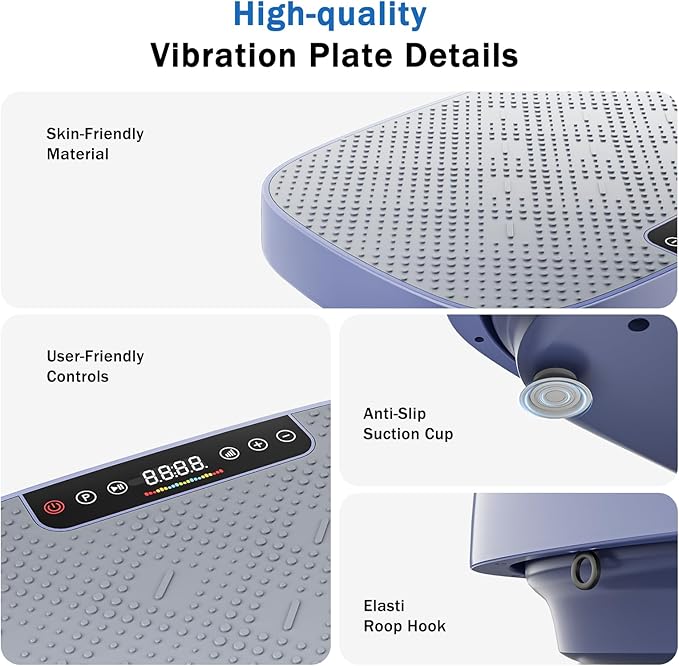 Vibration Plate Exercise Machine, Ultra-Quiet Vibration Plate for Lymphatic Drainage & Body Toning, Whole Body Vibration Platform with Bluetooth, Resistance Bands, Home Gyms Equipment-Ruum Studio Home
