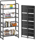4NM No Assembly Foldable Bookshelf, 4-Shelf Collapsible Bookcase Storage for Small Spaces, 54" H, All Black-Ruum Studio Home