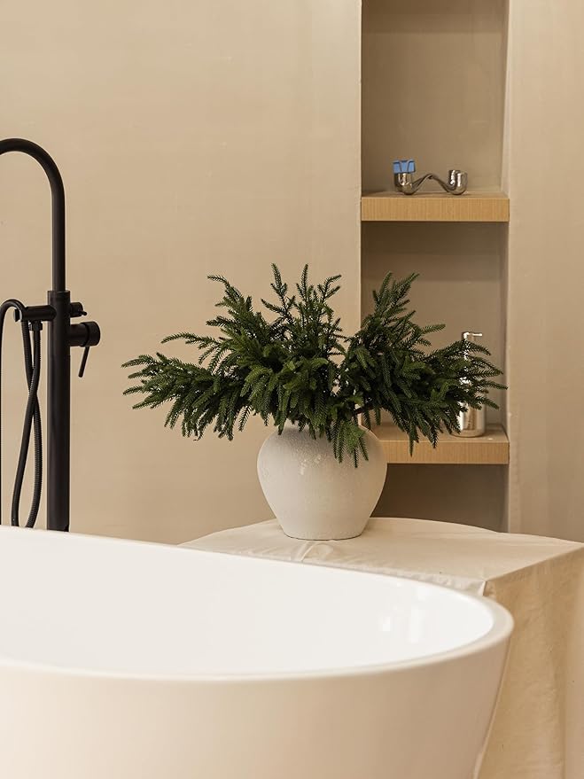 MISSPIN 12 Pcs 19.5 Inches Christmas Norfolk Pine Branches, Norfolk Pine Artificial Christmas Branches DIY Crafts Faux Pine Branches for Xmas Indoor Outdoor Home Decor-Ruum Studio Home