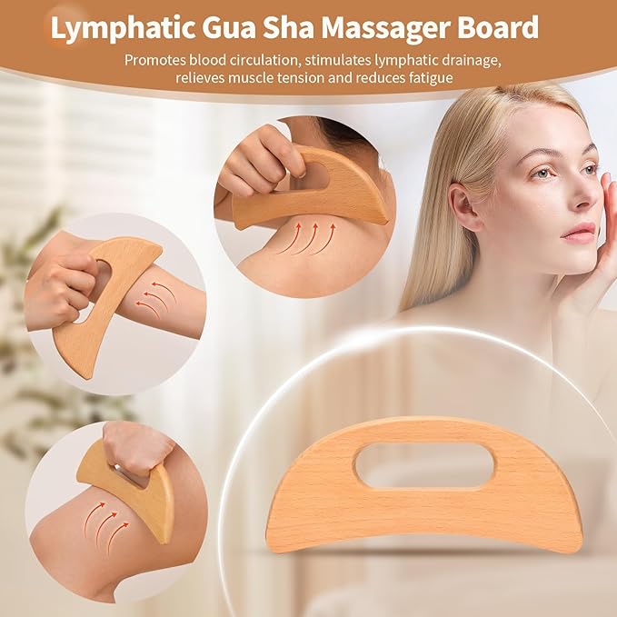 5 in 1 Wood Therapy Massage Tools Lymphatic Drainage Massager Maderoterapia Kit Wooden Massager Body Sculpting Tools for Muscle Pain Relief, Anti-Cellulite, Body Contouring and Shaping-Ruum Studio Home