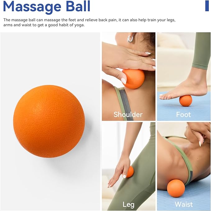 5 in 1 Foam Roller Set - Deep Tissue Foam Roller, Muscle Roller Stick, Massage Ball, Resistance Band for Physical Therapy & Deep Tissue Muscle Massage (Orange)-Ruum Studio Home