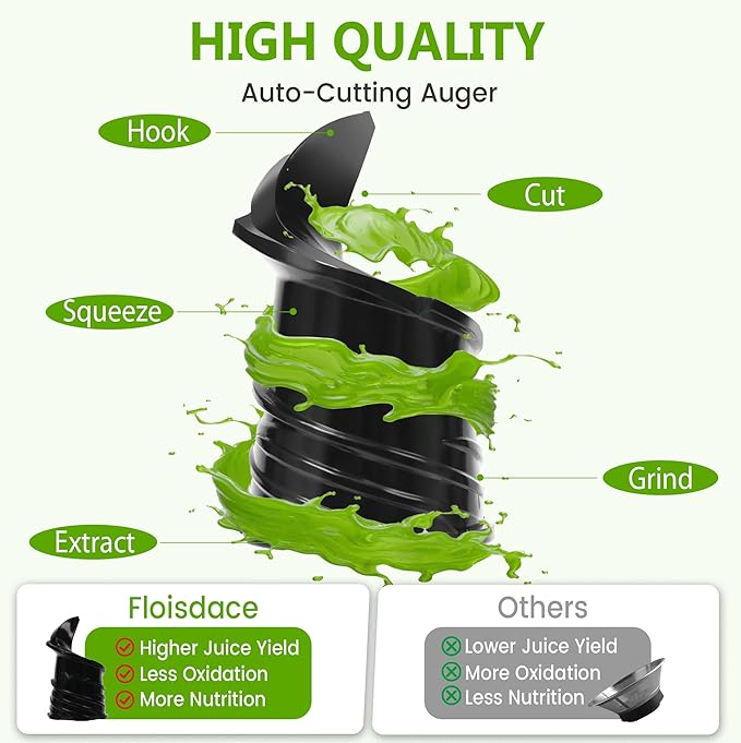 Cold Press Juicer – 6.5" Extra Large Feed Chute Fit Hands-Free Electric Masticating Juicer Machine, 350W Slow Masticating Juicer Machine for Whole Fruit and Vegetables – Easy Cleanup & Assembly-Ruum Studio Home