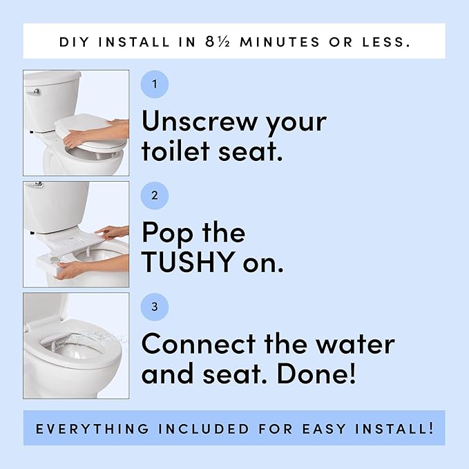 TUSHY Classic 3.0 Bidet Seat Attachment - A Non-Electric Self Cleaning Water Sprayer with Adjustable Water Pressure Nozzle, Angle Control & Easy Home Installation (Biscuit/Platinum)-Ruum Studio Home