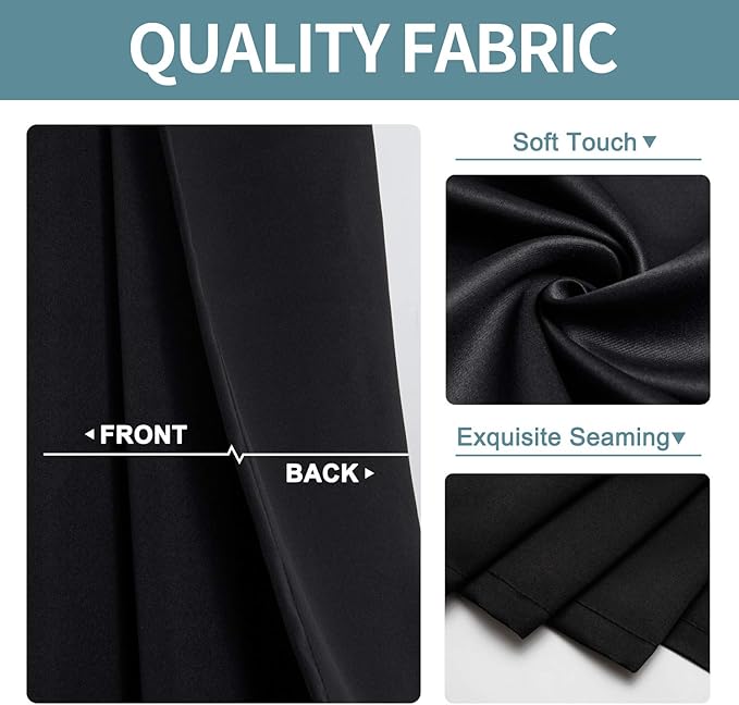 ChrisDowa Grommet Blackout Curtains for Bedroom and Living Room - 2 Panels Set Thermal Insulated Room Darkening Curtains (Black, 52W x 95L)-Ruum Studio Home