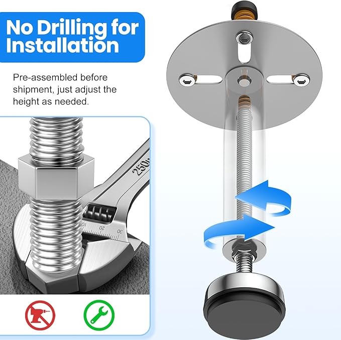 Garbage Disposal Support, Adjustable Spring Shock Absorber Bracket (11.02-14.56inch (28-37cm)), Holds Up tp 440lbs, Stainless Steel Noise Reduction Installation Kit-Ruum Studio Home