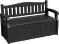 Greesum 80 Gallon Storage Bench Outdoor Deck Box with Armrest, Patio Furniture,Lockable, Waterproof and UV Resistant, Suitable for Garden, Pool, Black-Ruum Studio Home