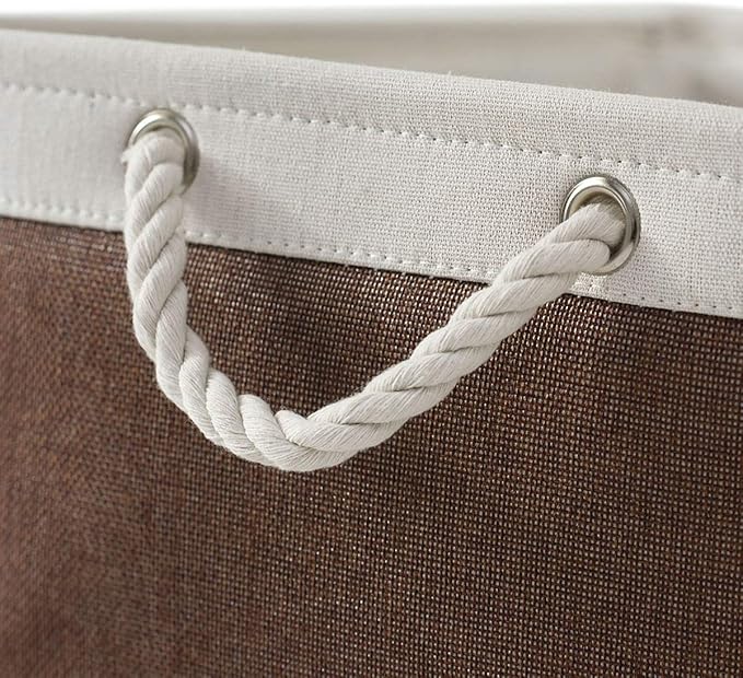 Large Storage Baskets for Shelves, Fabric Baskets for Organizing, Collapsible Storage Bins for Closet, Nursery, Clothes, Home & Office [3-Pack, White&Brown]-Ruum Studio Home