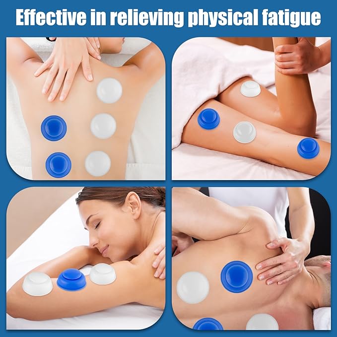 Silicone Cupping Therapy Sets 10pcs,Professional Vacuum Cupping for Myofascial Massage/Joint Pain/Anti Cellulite/Deep Muscle Relief & More(10pcs,White+Blue)-Ruum Studio Home