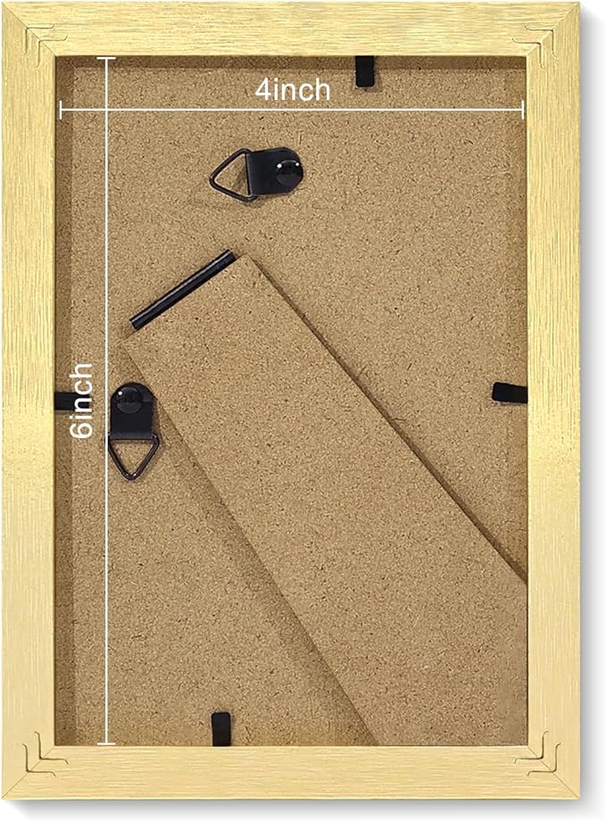 Vittanly 4x6 Picture Frames Set of 9, Shatter Resistant Plexiglass, Display 3.5x5 Pictures with Mat or 4x6 without Mat, Photo Frames for Wall or Tabletop, Engineered Wood, Gold-Ruum Studio Home