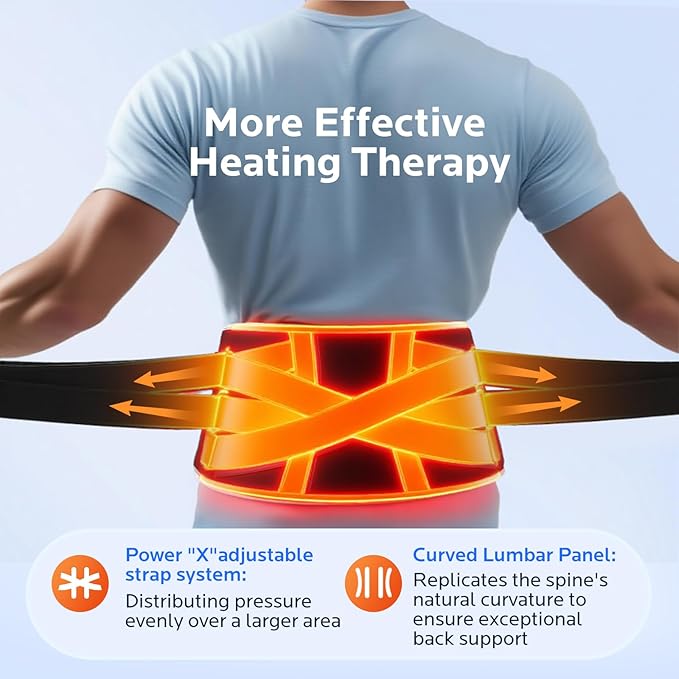 Cordless Heating Pad for Back Pain Relief: 7000mAh Lower Back Massager with 6 Heat 6 Vibration, Portable Heating Pad for Cramps, Birthday Gifts for Women Men Mom Dad-Ruum Studio Home