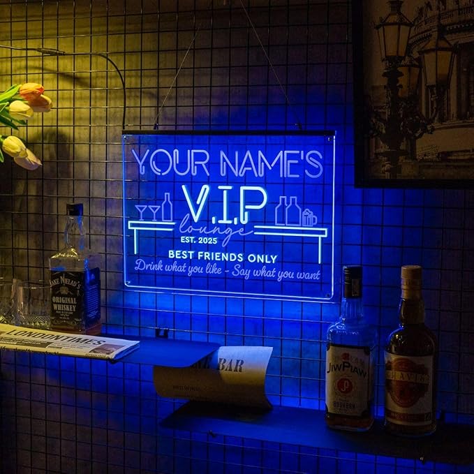 Personalized Bar Signs with Your Name for home wall light up with personalized pub name, man cave accessories, beer themed neon customizable lighted sign-Ruum Studio Home