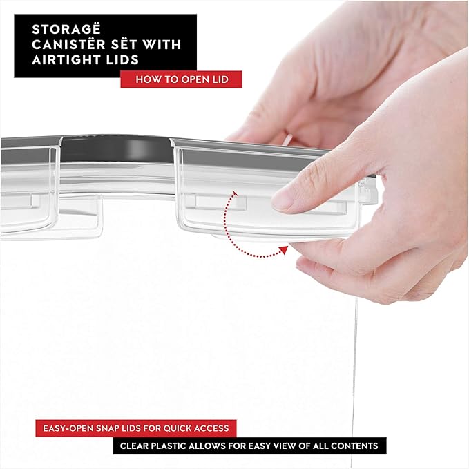 DWËLLZA KITCHEN Airtight Food Storage Container Set - 8 Pieces 1.4L - Plastic BPA Free Kitchen Pantry Storage Containers - Dishwasher Safe - Include 8 Labels - Keeps Food Fresh & Dry-Ruum Studio Home