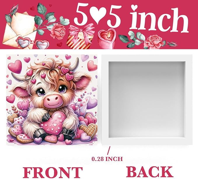 Valentines Day Decor Valentines Day Decorations Valentines Day Office Decor Valentines Day Table Decor Pink Valentines Day Decorations Valentines Decor Gifts for Girlfriend, Highland Cow Wooden Decor-Ruum Studio Home