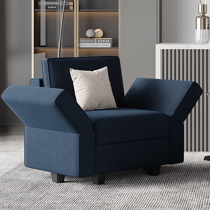 Belffin Modular Loveseat Sofa Couch with Storage Seats Velvet 2 Seater Love Seats for Small Spaces Blue-Ruum Studio Home