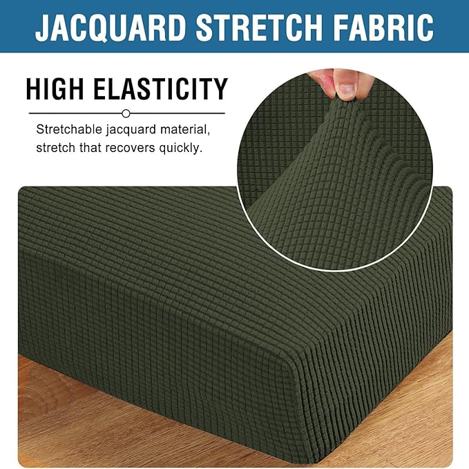 H.VERSAILTEX Super Stretch Individual Chaise Cover Sectional Couch Covers for L Shaped Sofa Both Left/Right Featuring Thick Jacquard Textured Twill Fabric (1 Piece Chaise Cover, Olive)-Ruum Studio Home