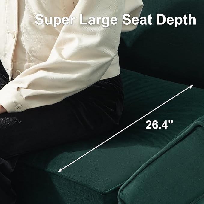 Belffin Modular Loveseat Sofa Couch with Storage Seats Velvet 2 Seater Love Seats for Small Spaces Green-Ruum Studio Home