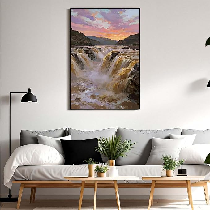The surging waterfall scenery in the canyon is suitable for posting in the living room bedroom and office landscape posters-Ruum Studio Home