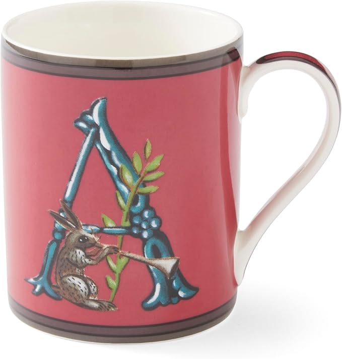 Spode Kit Kemp Alphabet Mug - Letter A Monogram in Fine China, 12oz Ceramic Coffee Cup for Hot Drinks, Personalized Drinkware for Unique Gifts, Dishwasher Safe Tea or Coffee Mug - Gift Box Included-Ruum Studio Home