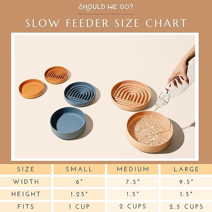 The Slowdown Bowl Silicone Slow Feeder for Dogs & Puppies, Slow Eating, Modern Lick Mat Design, Reduces Gulping, Fits 2 Cups 7.5” Across x 1.5” Tall, Mealtime Challenge, Medium-Spruce-Ruum Studio Home