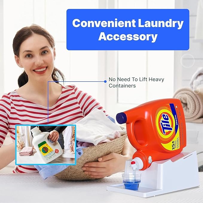 TidyFriend 2 Pack Laundry Detergent Dispenser with Tray & Strap, Laundry Soap Dispenser with Non-Slip Rubber Feet for Washing Room Organization, Easy Pour (Black)-Ruum Studio Home
